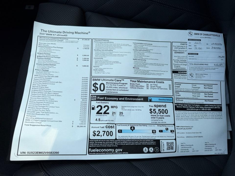2027 BMW X7 xDrive40i