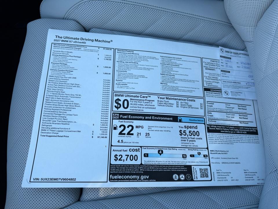 2027 BMW X7 xDrive40i